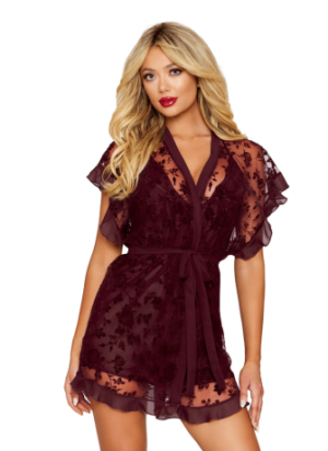 Nuisette et peignoir couleur aubergine - DG13666CHE